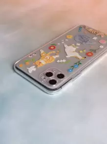 可爱夏日卡通猫透明手机壳适用于 iPhone 11、iPhone 13、iPhone 14 Pro Max - 彩色 - 查看 3