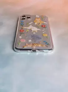 可爱夏日卡通猫透明手机壳适用于 iPhone 11、iPhone 13、iPhone 14 Pro Max - 彩色 - 查看 4