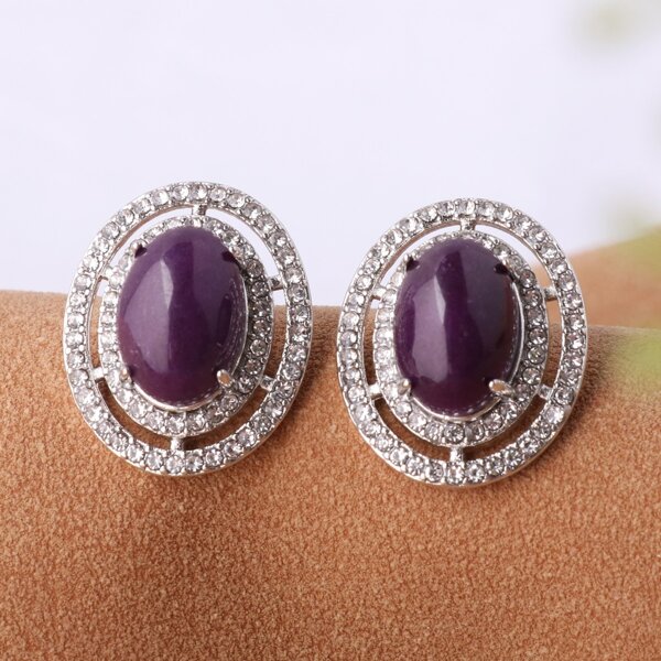 

Rhinestone Decor Stud Earrings, Purple