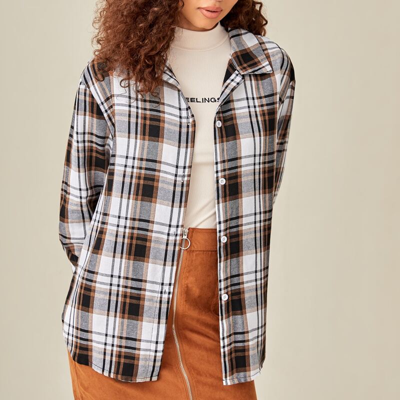 

Plaid Button Front Blouse, Multicolor