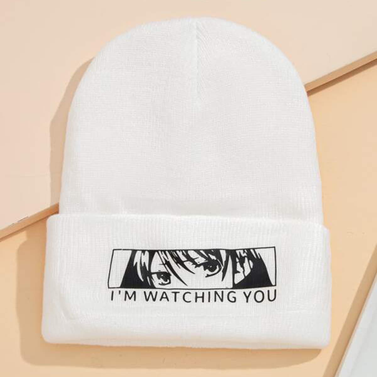 

1pc Cartoon Graphic Beanie, White