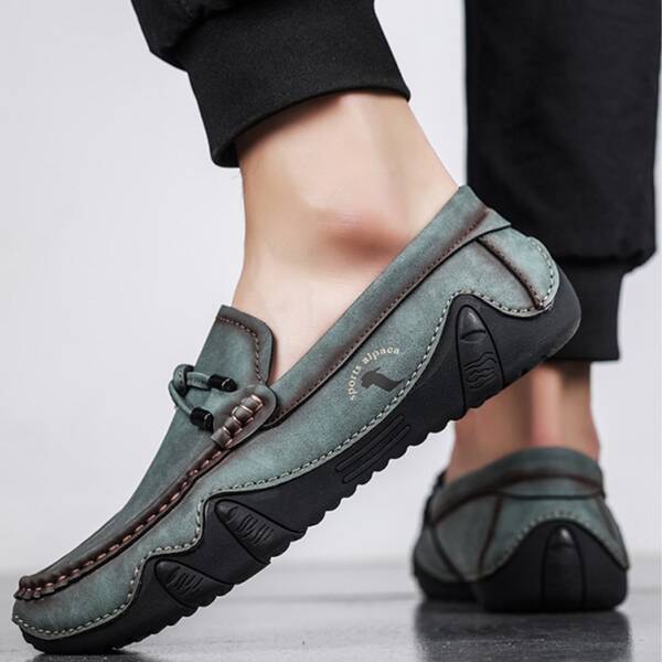 

Men Stitch Trim Loafers, Green