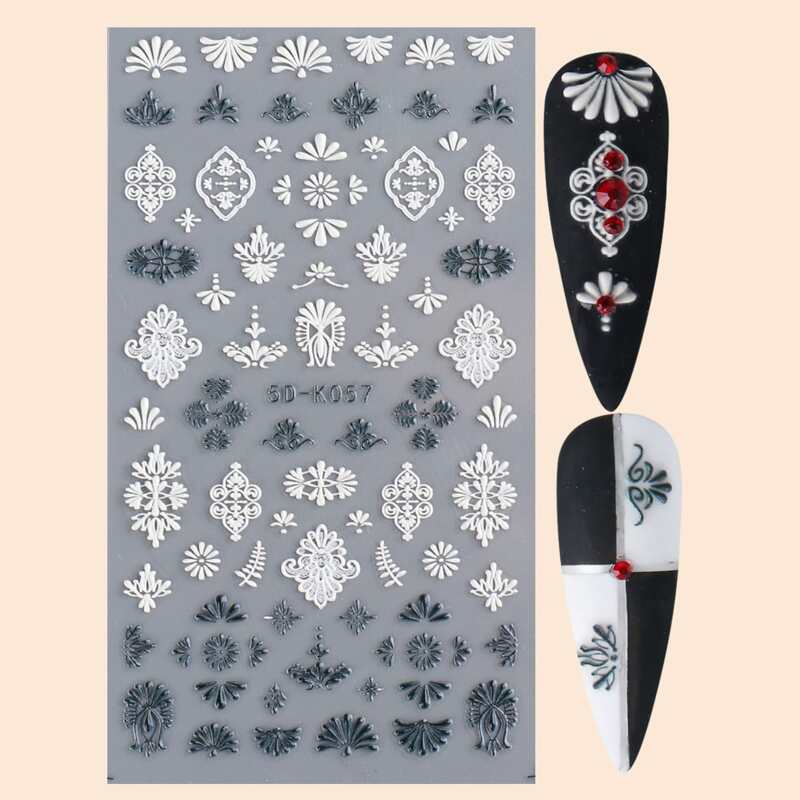 

1sheet Flower Pattern Nail Art Sticker, White