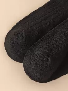 4pairs Flower Embroidered Crew Socks - Black - View 4