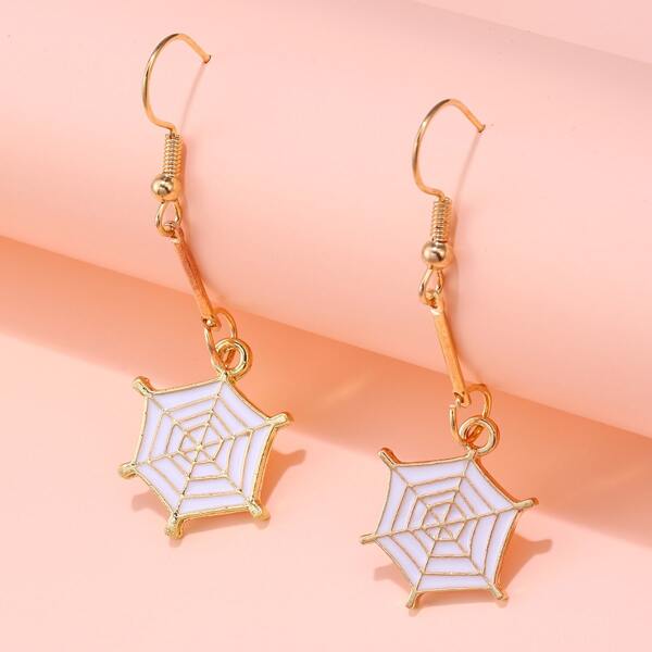 

Spider Web Decor Drop Earrings, White