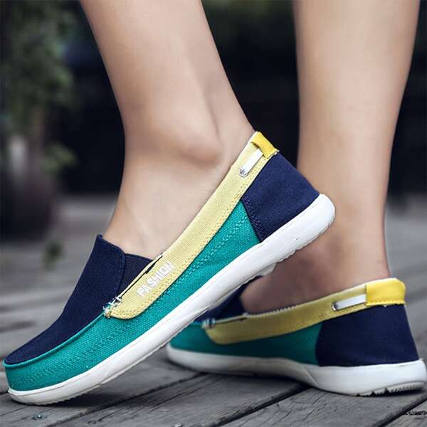 

Colorblock Letter Detail Slip On Sneakers, Multicolor