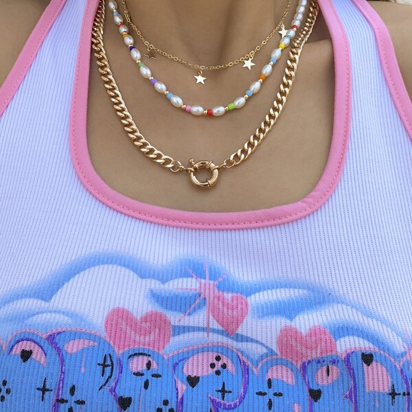 

3pcs Faux Pearl Decor Necklace, Multicolor