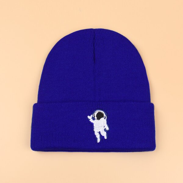 

Astronaut Embroidered Knitted Hat, Royal blue