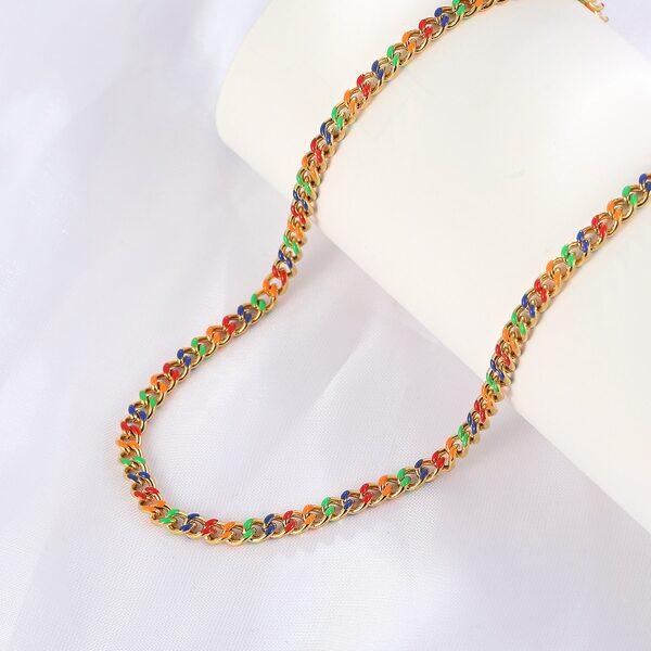 

18K Gold Plated Chain Necklace, Multicolor