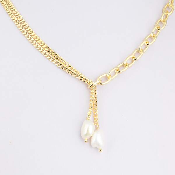 

14K Gold Plated Pearl Pendant Necklace, White