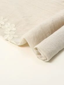 1pc Women's Fashionable Floral Embroidered Shawl Scarf Headscarf Suitable For Daily Wear - Beige - View 3