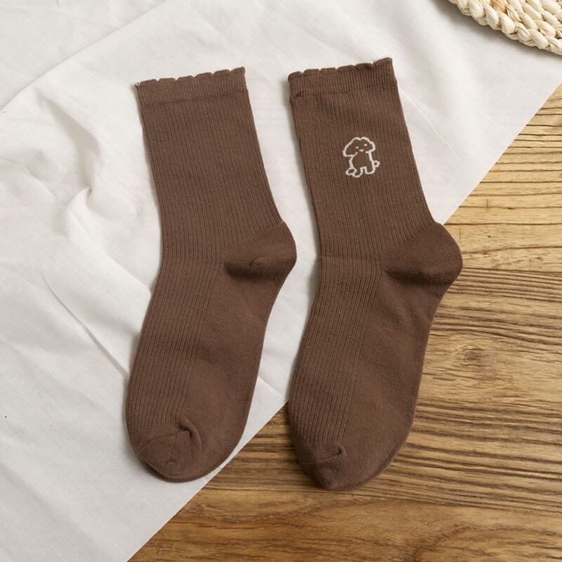 

Cartoon Graphic Crew Socks, Brown