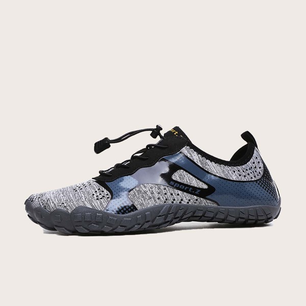 

Men Lace-up Front Letter Graphic Water Shoes, Grey