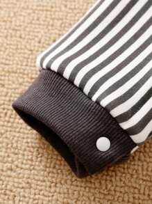 Yierying Baby Boy 3D Ear Striped Print Jumpsuit