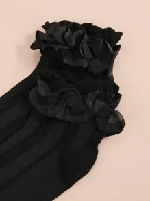 貝殼邊中筒襪 - 黑色 - 查看 4