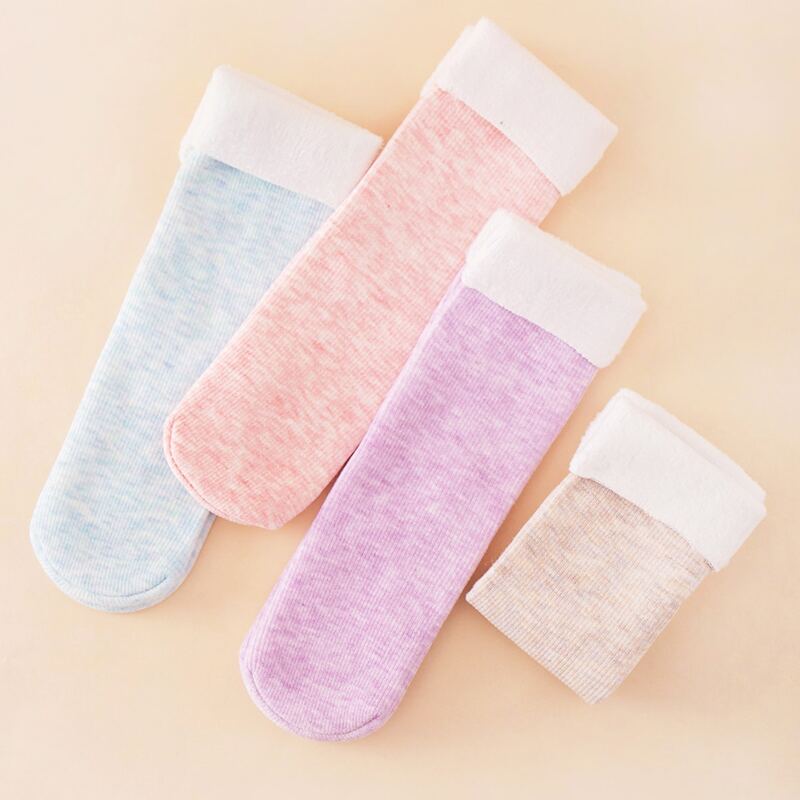 

4pairs Two Tone Crew Socks, Multicolor