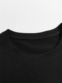 ROMWE MEN Goth Nam Đồ họa chữ và số Áo thun - màu đen - Xem 4