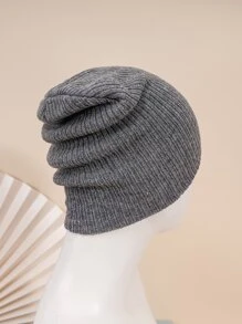 1 chiếc mũ dệt kim kiểu Unisex Y2k, thích hợp cho việc đi lại hàng ngày và các hoạt động ngoài trời - Xám - Xem 2