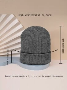 1 chiếc mũ dệt kim kiểu Unisex Y2k, thích hợp cho việc đi lại hàng ngày và các hoạt động ngoài trời - Xám - Xem 3