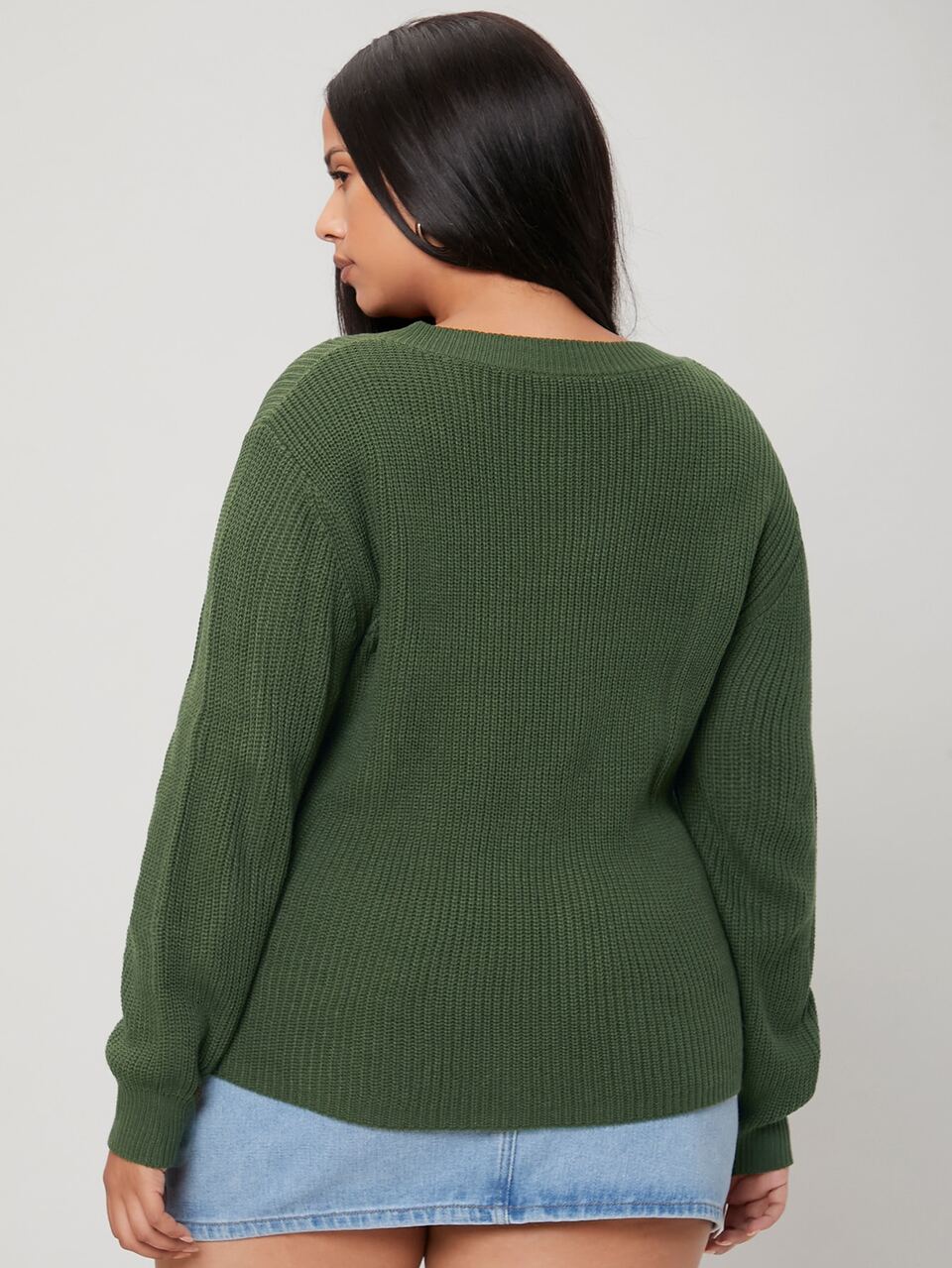 Plus Solid Drop Shoulder Sweater