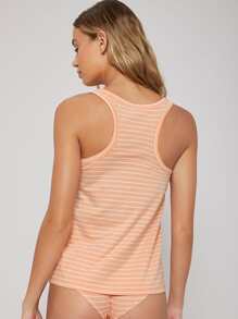 LUVLETTE Top tank con estampado de rayas homewear - Naranja - Ver 2
