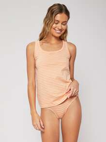 LUVLETTE Top tank con estampado de rayas homewear - Naranja - Ver 4