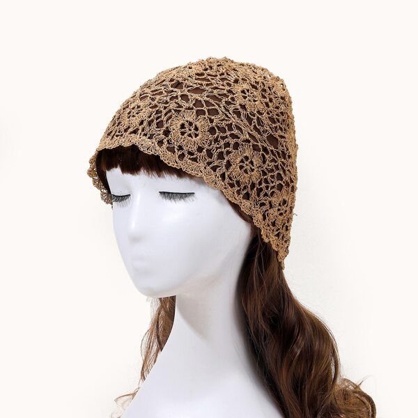 

Flower Detail Straw Hat, Coffee brown