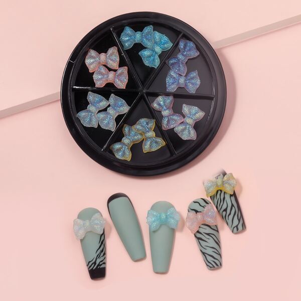 

1box Bowknot Design Nail Art Decoration, Multicolor