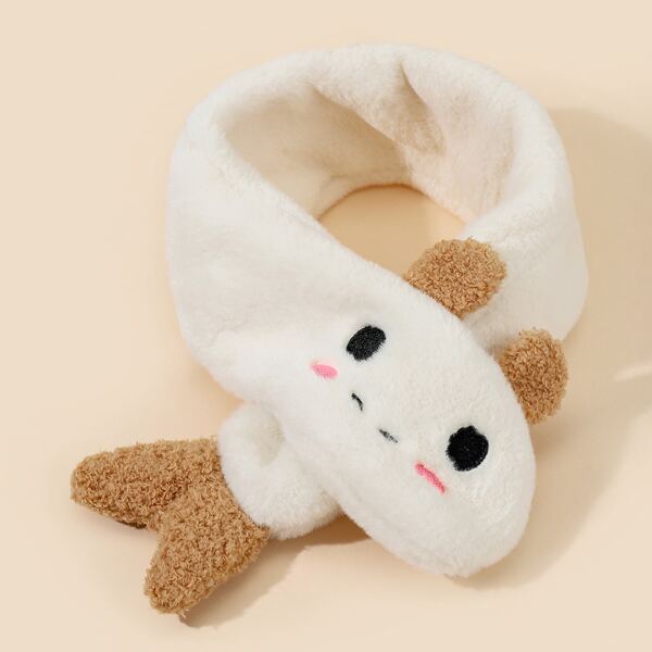 

Toddler Kids Cartoon Design Scarf, White