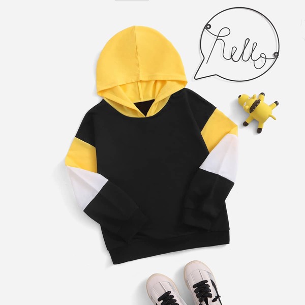 

Boys Cut And Sew Hoodie, Black