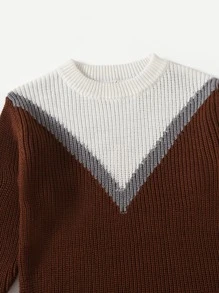 小女童鋸齒圖案針織洋裝 - 彩色 - 查看 4