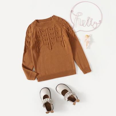 Toddler Girls Solid Raglan Sleeve Jumper