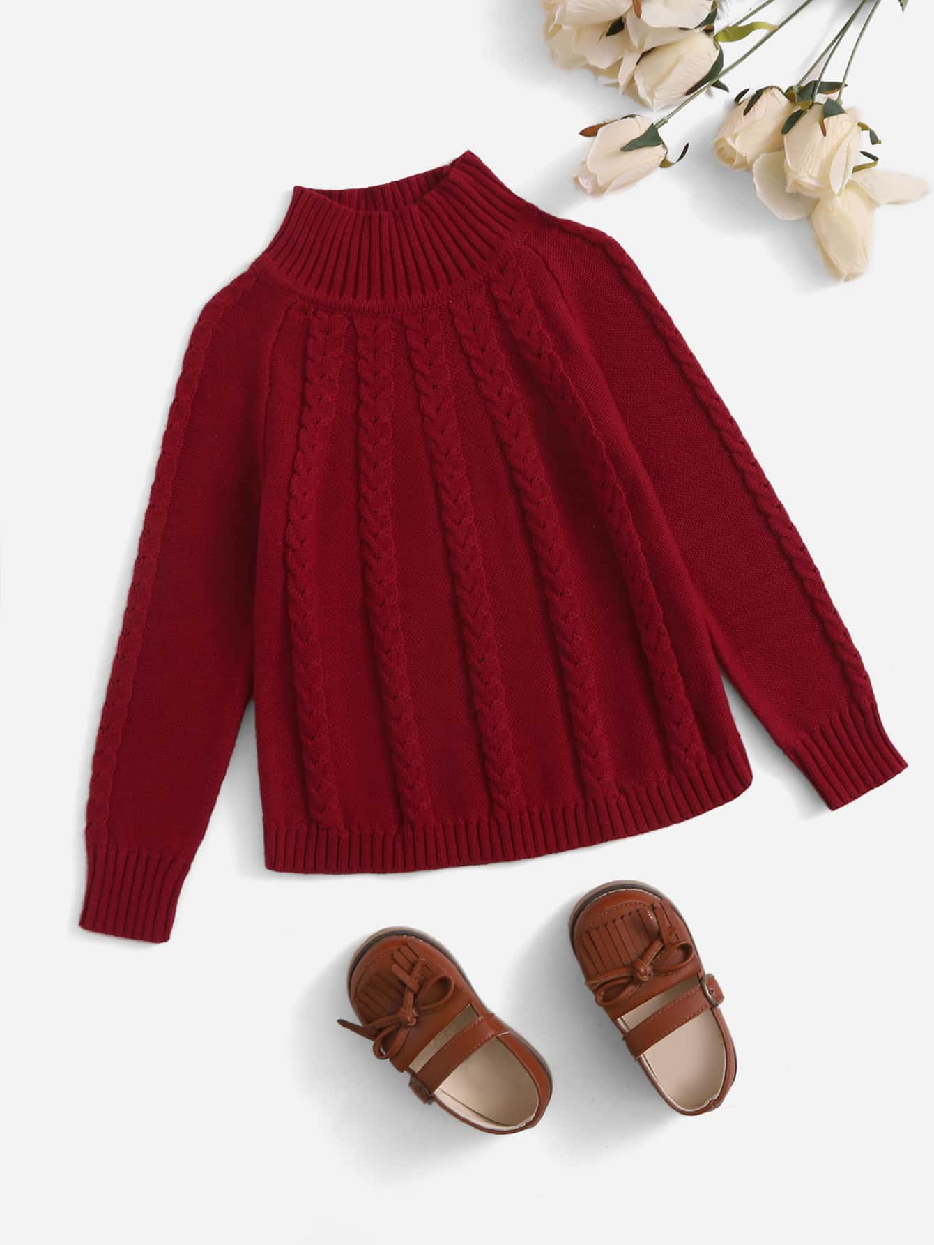 Áo len cho bé gái màu trơn Giải trí - Màu Đỏ Sâu - Xem 1