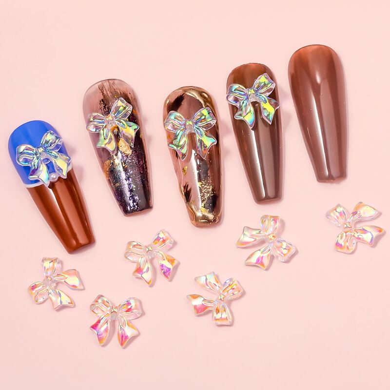 

10pcs Bowknot Design Nail Art Decoration, Clear