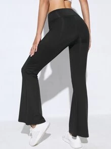 Yoga Basic High Stretch Flare Leg Sports Trousers - Black - View 2