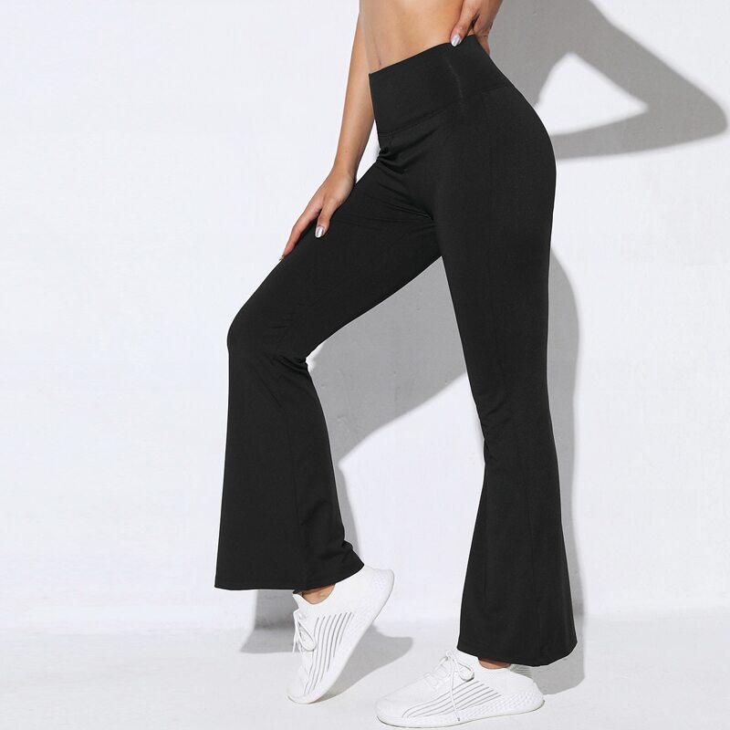 

High Stretch Flare Leg Sports Pants, Black