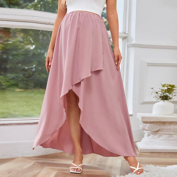 

Maternity Solid Adjustable Waist Wrap Skirt, Dusty pink