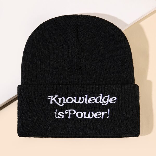 

Letter Embroidered Beanie, Black