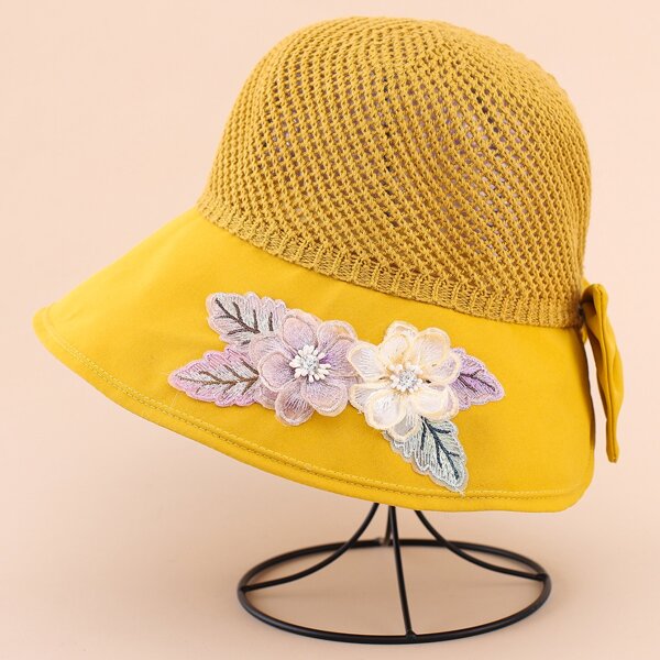 

Flower & Bow Decor Hat, Yellow