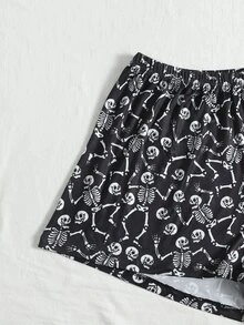 Conjunto de pijama Halloween estampado de cráneo - Negro - Ver 4