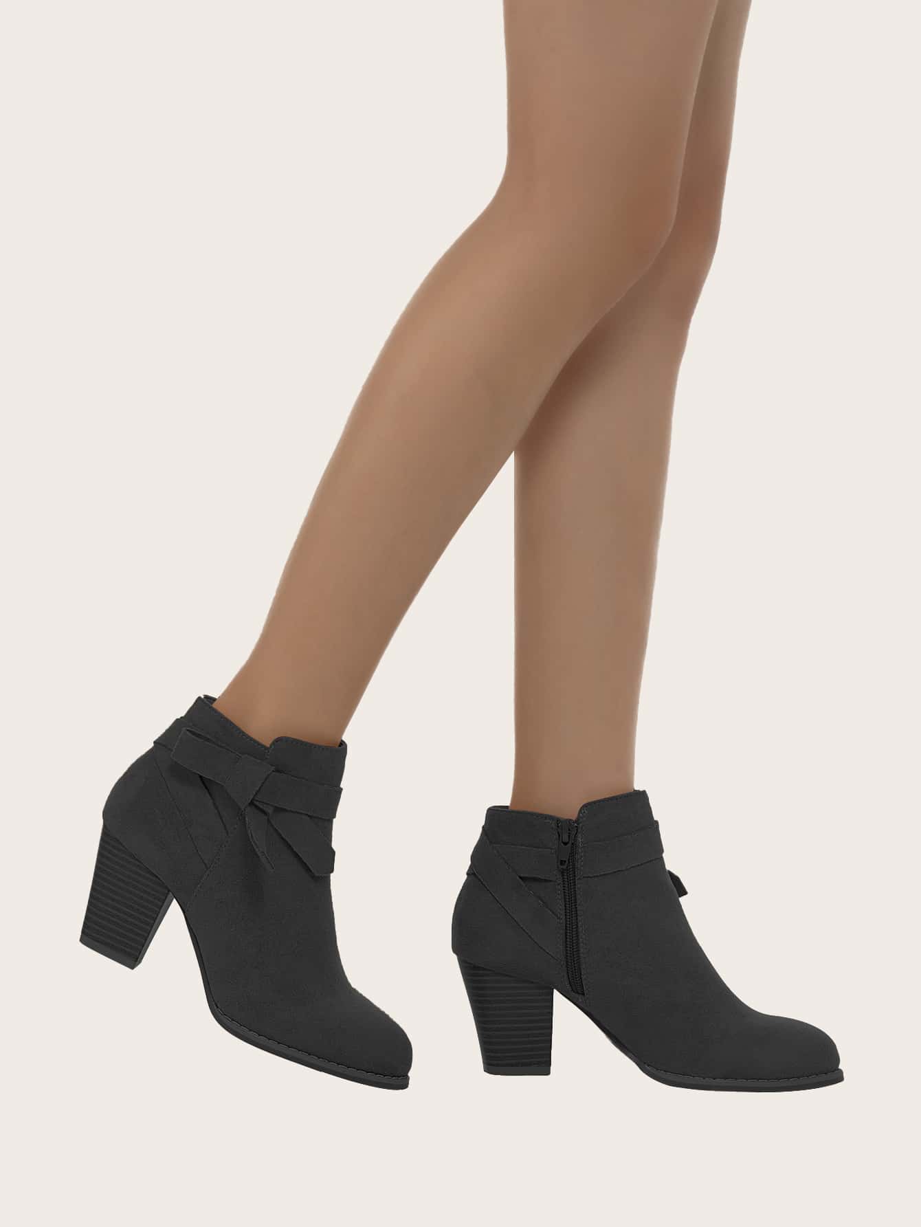 Giày bốt Nữ Thời trang màu trơn Dây kéo bên Đúng mốt - màu đen - Xem 1