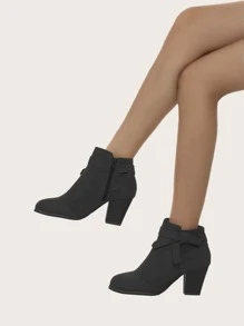 Giày bốt Nữ Thời trang màu trơn Dây kéo bên Đúng mốt - màu đen - Xem 2