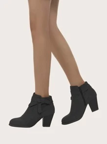 Giày bốt Nữ Thời trang màu trơn Dây kéo bên Đúng mốt - màu đen - Xem 3