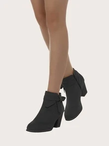 Giày bốt Nữ Thời trang màu trơn Dây kéo bên Đúng mốt - màu đen - Xem 5