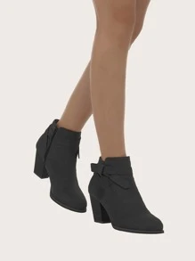 Giày bốt Nữ Thời trang màu trơn Dây kéo bên Đúng mốt - màu đen - Xem 4