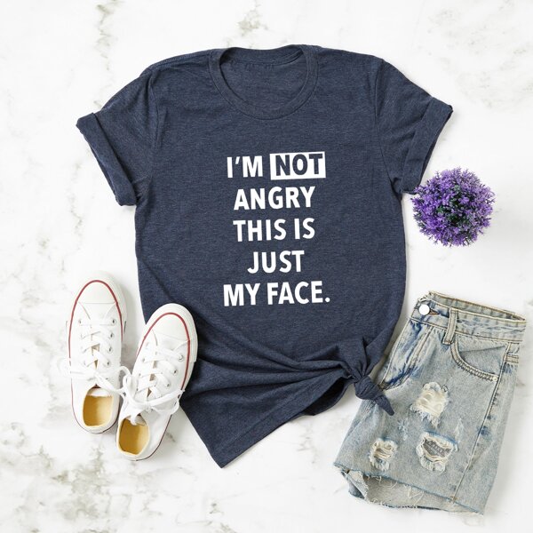 

Plus Slogan Graphic Crew Neck Tee, Royal blue