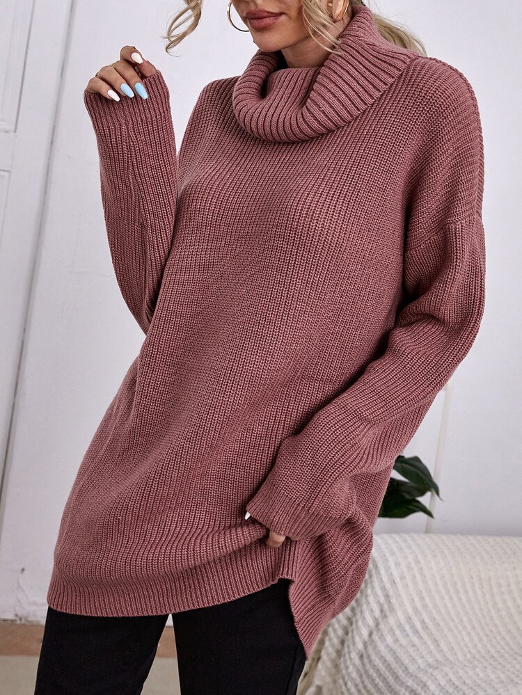 Cowl Neck Drop Shoulder Jumper - Rusty Rose - View 3