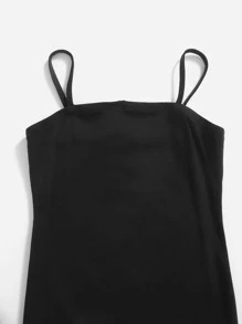 SHEIN Girls Solid Dress With Tartan Blouse - Multicolor - View 3