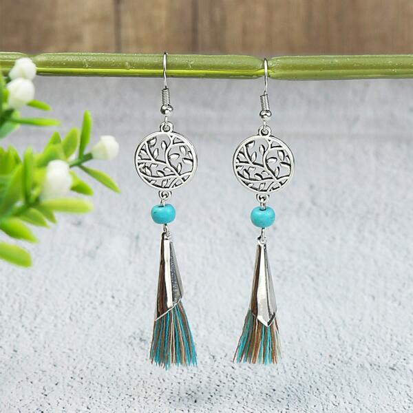 

Tassel Decor Drop Earrings, Multicolor