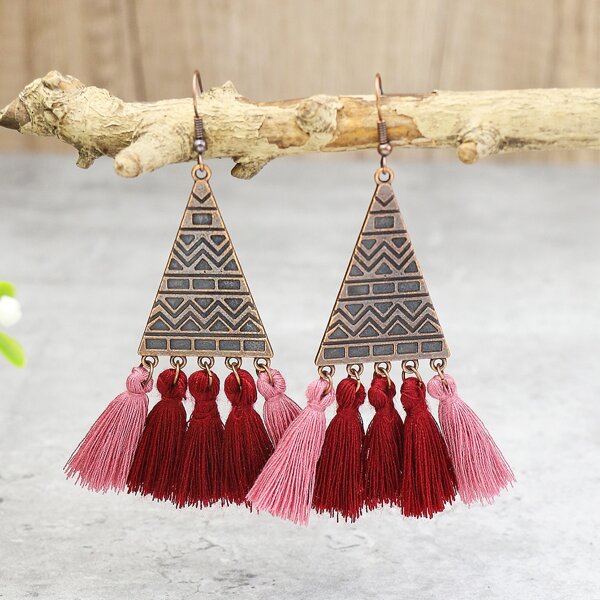 

Tassel Decor Drop Earrings, Multicolor